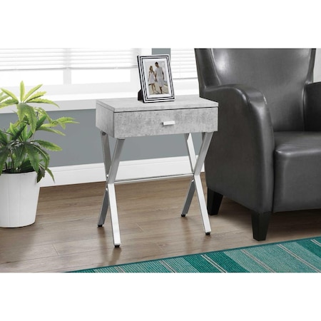 Gfancy Fixtures 22.25 in. Grey Cement Particle Board & Chrome Metal Accent Table GF3093880